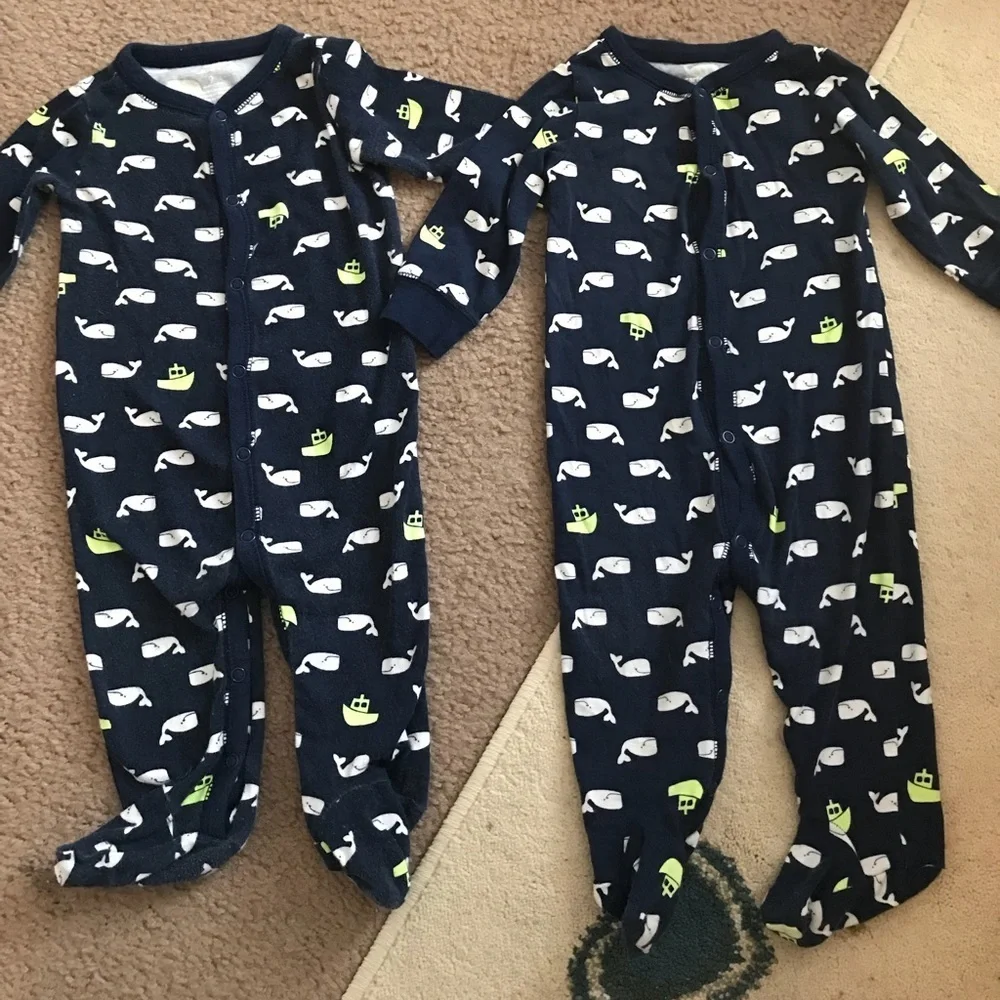 Carter’s (2) Whale Footed Sleepers for Twins